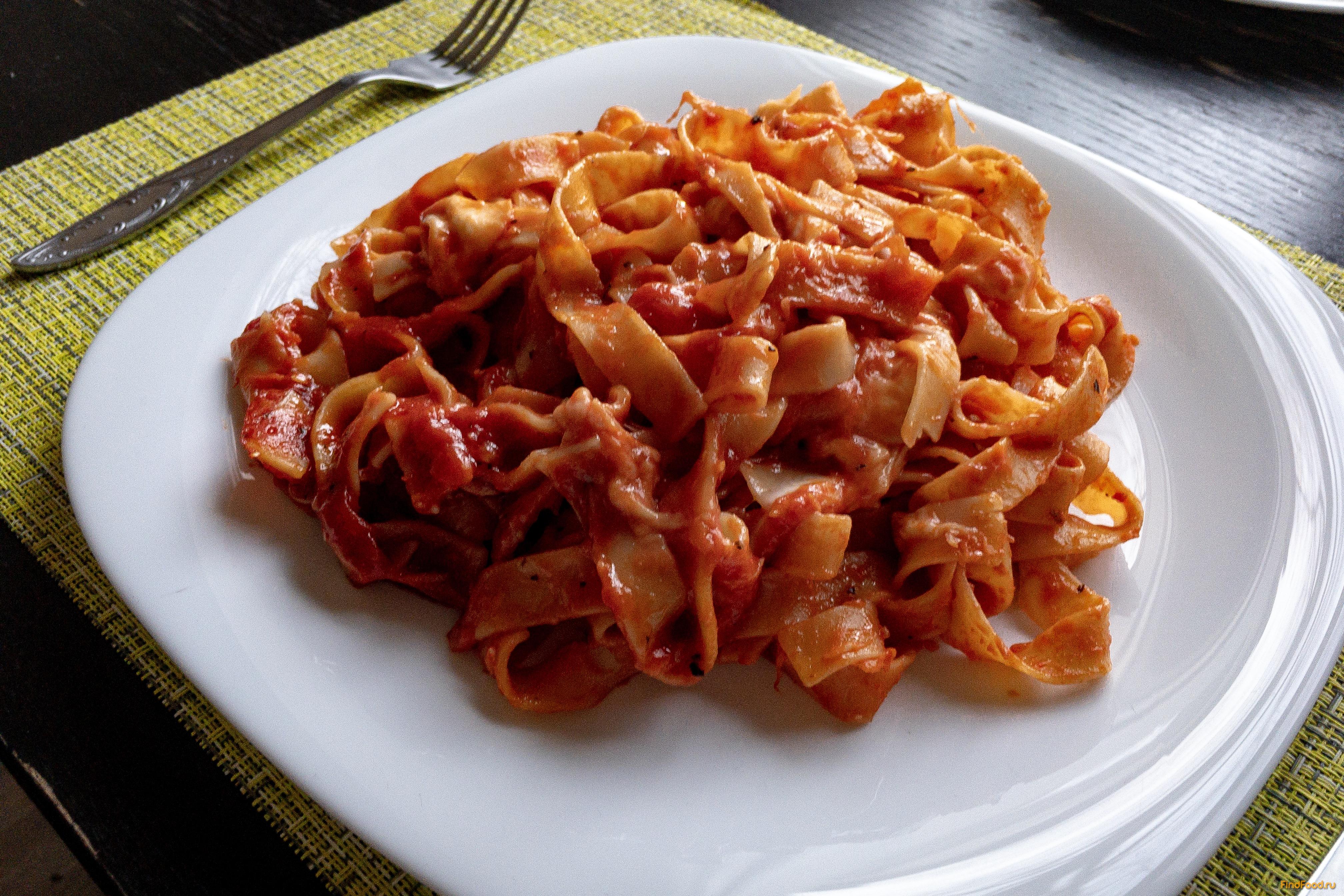 Фетучини с моцареллой и томатной пастой рецепт с фото 10-го шага 
