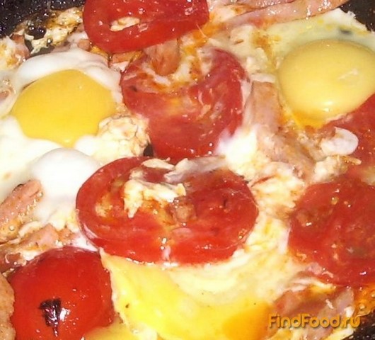 Яичница с помидорами рецепт с фото 4-го шага 