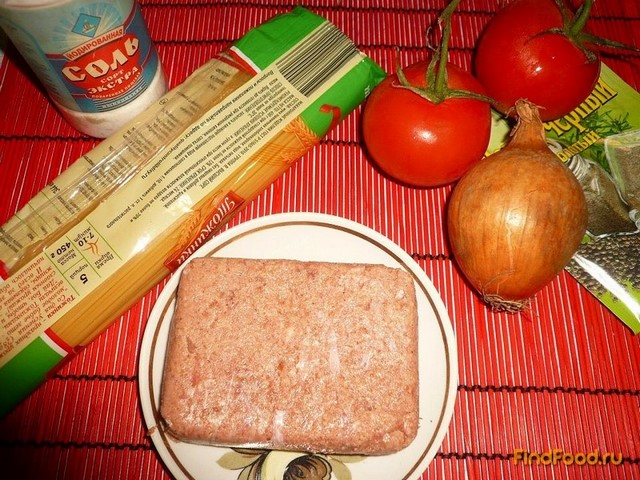 Макароны с мясным соусом рецепт с фото 1-го шага 