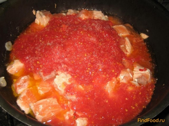 Паста с семгой и помидорами рецепт с фото 4-го шага 