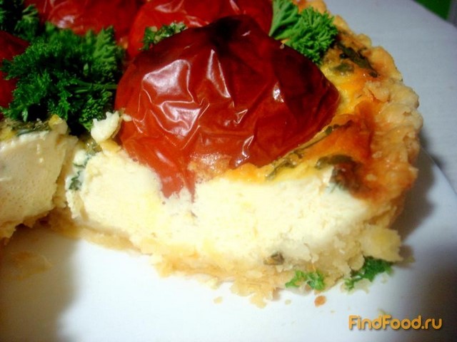 Заливной пирог с фаршированными помидорами рецепт с фото 14-го шага 
