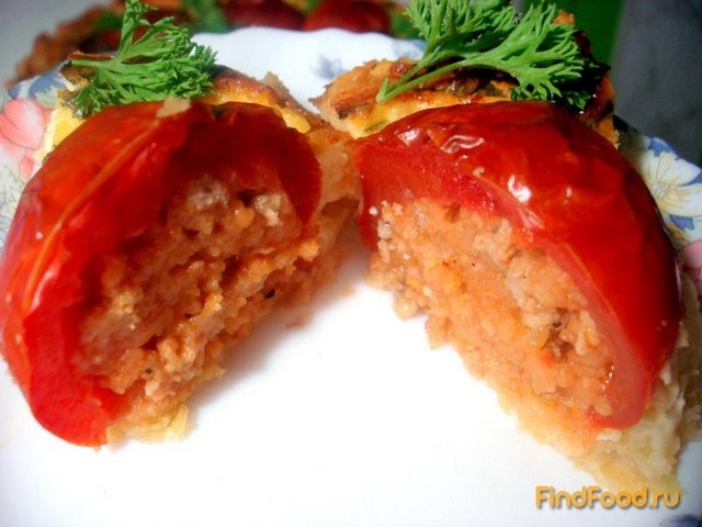Заливной пирог с фаршированными помидорами рецепт с фото 15-го шага 
