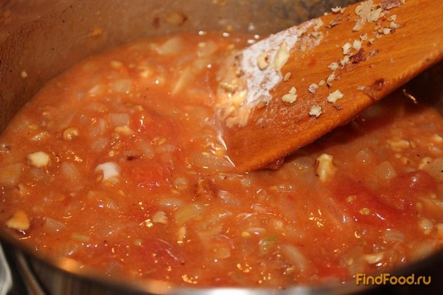 Паста с соусом из томатов и грецких орехов рецепт с фото 5-го шага 