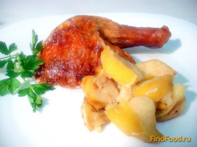 Пряная курица фаршированная яблоками рецепт с фото 9-го шага 