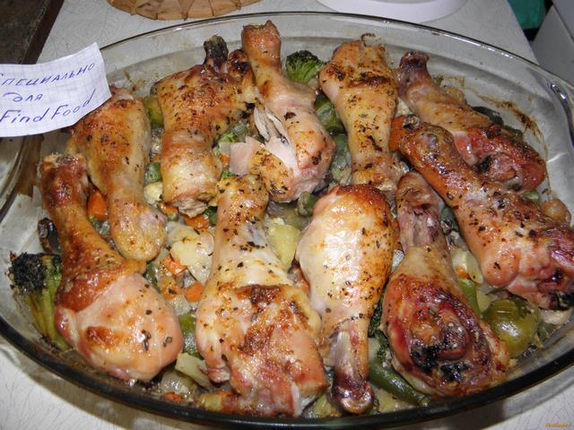 Куриные голени запеченные с овощами рецепт с фото 6-го шага 